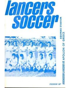 1970 Rochester Lancers, USA v Apollon, Greece official programme 1970