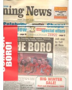 Scarborough v Chelsea Scarborough Evening News newspaper of 23/01/2004