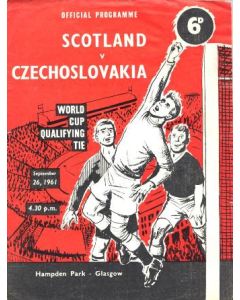 1961 Scotland v Czechoslovakia official programme 26/09/1961
