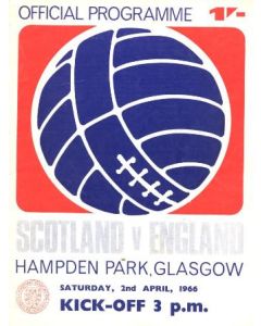 1966 Scotland v England official programme 02/04/1966