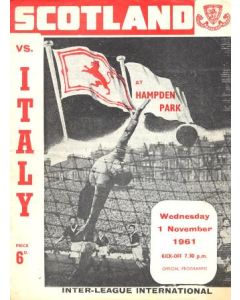 1961 Scotland v Italy official programme 01/11/1961