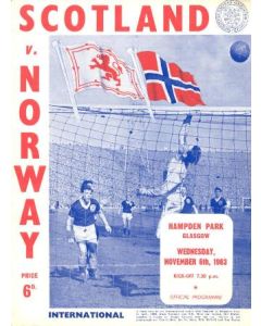 1963 Scotland v Norway official programme 06/11/1963