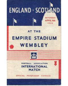 England v Scotland 4th April 1936 Official Programme