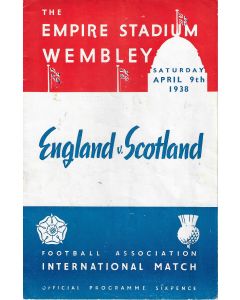 England v Scotland 9th April 1938 Official Programme