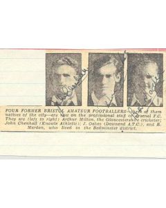 Signed Newspaper Cutting Photograph Arthur Milton, John Chenhall, J. Oakes and R. Marden