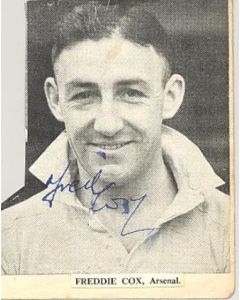 Signed Newspaper Cutting Photograph Freddie Cox of Arsenal