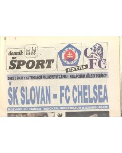 Slovan, Bratislava v Chelsea Dennik Sport newspaper Slovak produced in Slovakian 02/10/1997