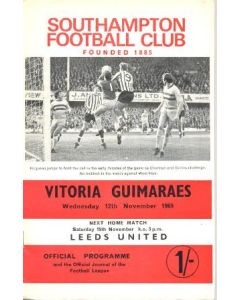 1969 Southampton v Vitoria Guimaraes European Fairs Cup Second Round Second Leg official programme 12/11/1969