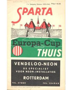 Sparta Rotterdam v Glasgow Rangers official programme 1959-1960