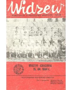 1984 Widzew, Poland v Cracovia, Poland official programme 15/04/1984