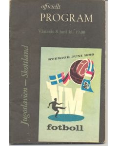 1958 World Cup Programme Yugoslavia v Scotland 08/06/1958
